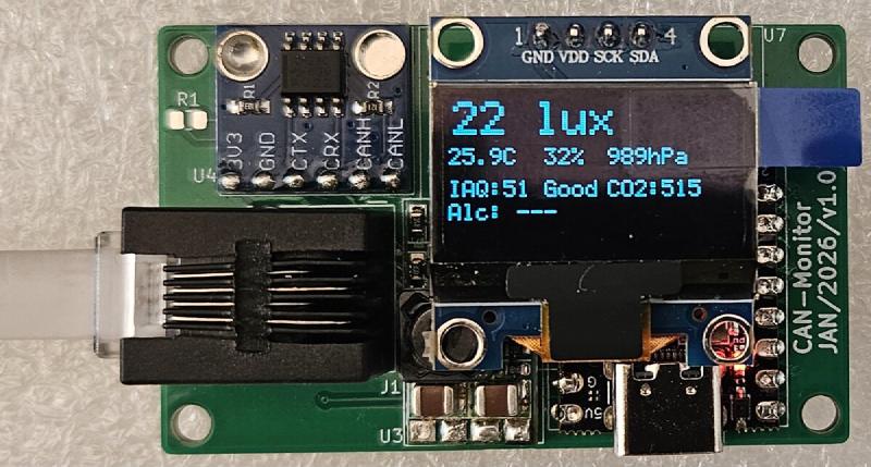 Monitor board with OLED showing live data