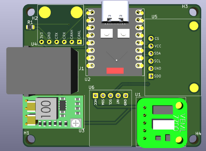 Sensor board 3D render