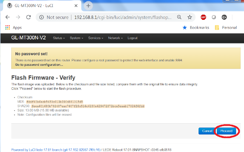Flash confirmation dialog