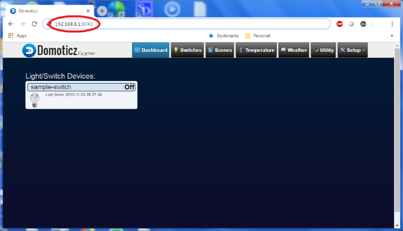 Domoticz dashboard running on autom8box