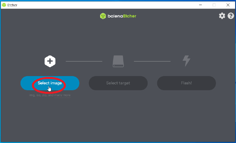 Balena Etcher step 1 — select image