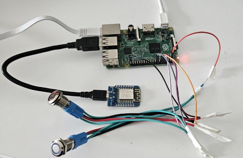 Hardware setup — pushbuttons connected to Raspberry Pi