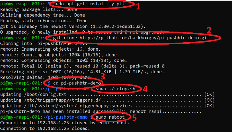 Terminal showing setup commands